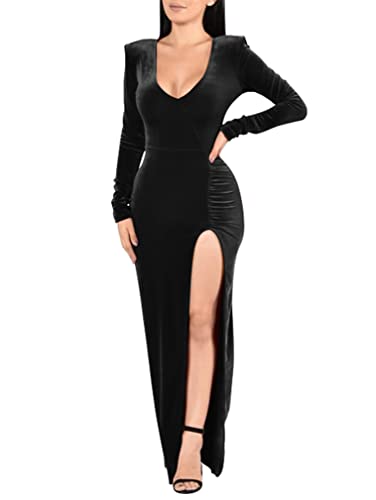 ZileZile Women's Sexy Bodycon Long Sleeve Deep V Neck