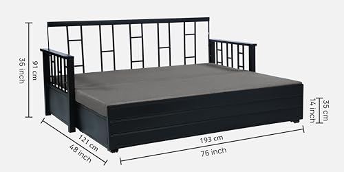 Image of Ubpon 3 Seater Metal Sofa Cum Bed with Hydraulic Storage | Single Size Sofa Cuma Bed | Metal Sofa Set for Living Room, Guest Room D10 Grey Sofa Single