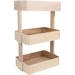 Estanterias Fruteria Madrid THE SECRET HOME Cesta de 3 Alturas para Frutas y Verduras - Verdulero de Madera para Cocina - Estante Organizador para Alimentos - Alto: 58 cm x Largo: 38 cm x Ancho: 25 cm