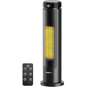 Heizlüfter Energiesparend, 2000W PTC Keramik Heizlüfter, 36dB Leise, Thermostat, 70° Oszillation, 12H Timer, Überhitzungs-Kippschutz, Elektroheizung für Innenräume, 60cm, Schwarz,1 Pack+3 Modi