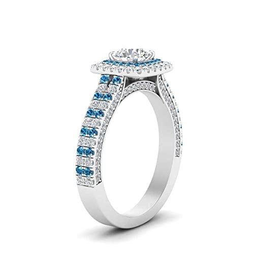 Image of 55Carat Choose Your Gemstone Double Band Square Halo Diamond CZ Ring 925 Sterling Silver Round Shape Halo Engagement Rings Everyday Jewelry Wedding Jewelry Handmade Gifts for Wife US Size 4 to 12