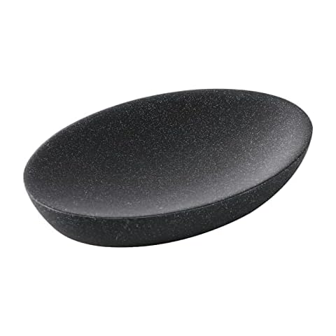 Lewondr Soap Dish, Marble Look Soap Tray, Resin and Grit Soap Holder for Shower Bathroom Kitchen Sink, Soap Sponge Box for Bathroom Shower Kitchen Sink Dry and Clean,Oval, Gravel Black Cover