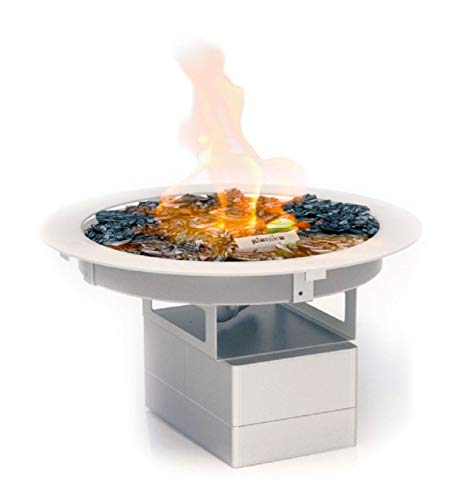 Planika Galio Fire Pit Insert [Built-in Burner Gas Fireplace Outside]: Gas Bottle (Propane, Butane) - Without Remote Control - with Glass Cylinder - Automatic