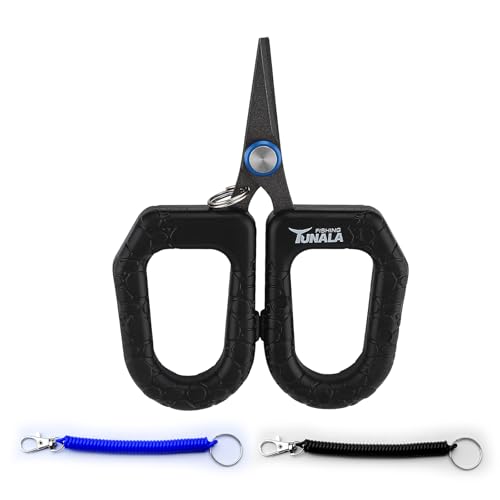 Fishing Scissors for Braided Line Fishing Line Cutter with Serrated Blades,Braid Mono & Fluorocarbon Scissors for Saltwater Fishing Gear with Coiled Lanyard