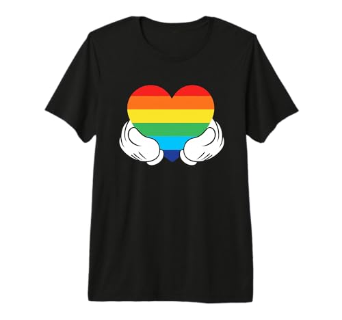 T-shirt Mickey Mouse Hands Rainbow de qualité supérieure en tissu doux