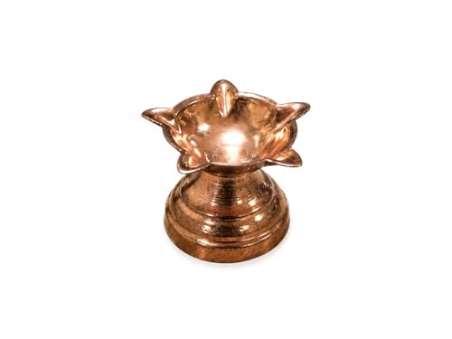 Image of Copper Diya for Puja Small Size Kodia Pooja Home Set Tamba Diva ka Traditional Dia for Diwali Gifting Distributing Handheld Badha Kodiya 3.3 cm Dia Pack of 6