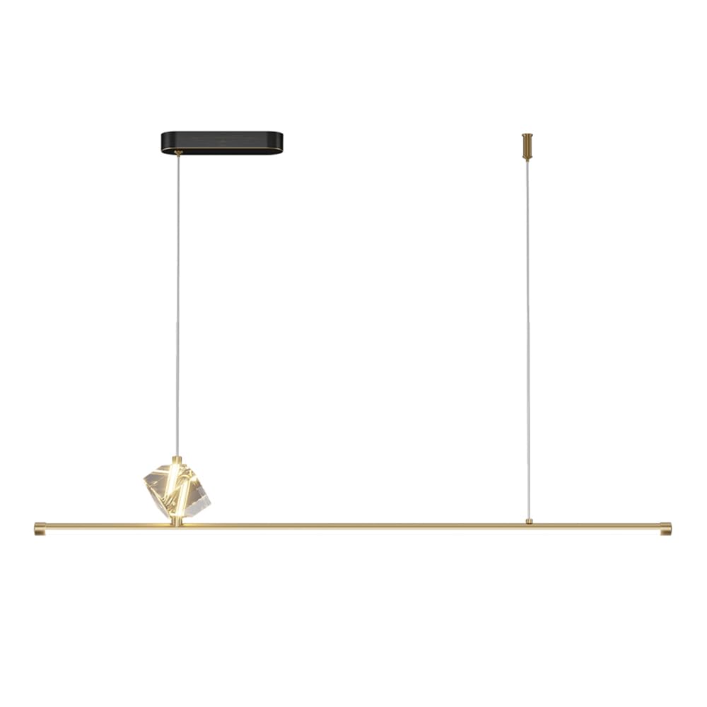 Lustre LED moderne 24W et suspension linéaire en cuivre pour bar contemporain