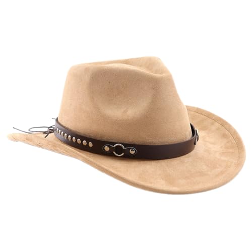 Ranuw Elegante remache Homburg Styling con remaches Remaches Charm, ala ancha, Western para ropa casual, Western para hombre y mujer, vaquera, blanco granel, a, Talla única