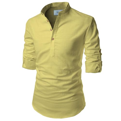 Image of Men's Full Sleeve Beige Color Cotton Blend Spread Slim Fit Shirt Style Kurta for Men and Boys
