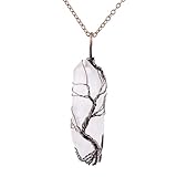 Bivei Life Tree - Collar de cristal envuelto en alambre de cobre con colgante de chakra, piedra natural, cuarzo, reiki, regalo para mujer, One Size, Acetato, Ágata