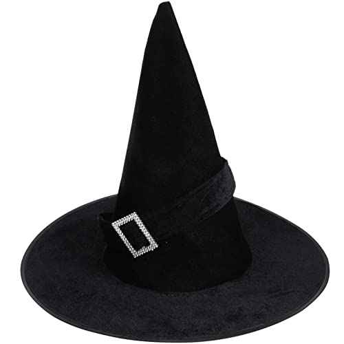ULTNICE Velour Witch Sorceress Hat Fancy Dress Costume Accessory for Hallowen Party Black