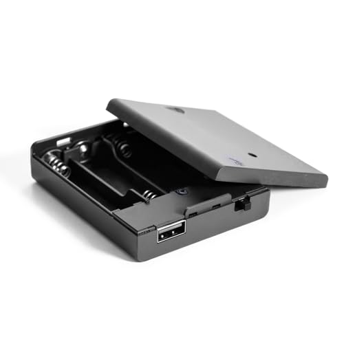 Cjgyz 4-AA Battery Holder with 5V USB Port, Portable Power Supply for LED Strip Lights and DIY Electronics Projects