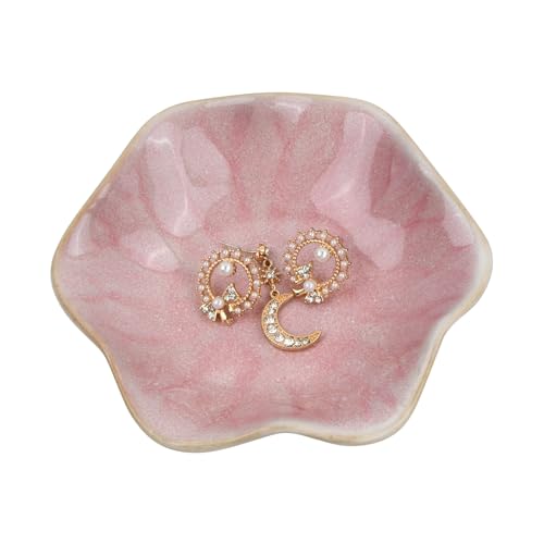 Bol à Bijoux en Céramique Esthétique - Plateau Décoratif en Forme de Feuille pour Clés, Bagues et Bijoux - Décoration de Table et de Table de Chevet -...