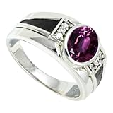 SILVERNROCK Rhodolite Lab Grown Ring Solid 925 Sterling Silver Stone Band Ring Handmade For Men Women Jewelry ERG1166AW(US-8)