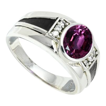 SILVERNROCK Rhodolite Lab Grown Ring Solid 925 Sterling Silver Stone Band Ring Handmade For Men Women Jewelry ERG1166AW(US-8)
