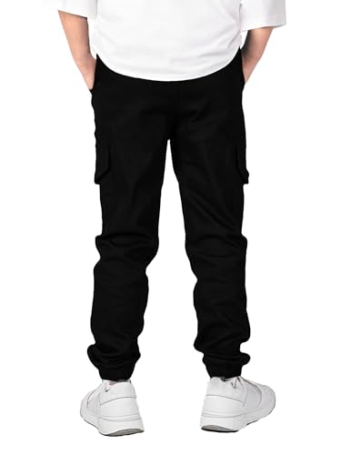 Boys Cargo Joggers Elastic Waist Pants Kids Twill School Jogging Trousers Bottoms3