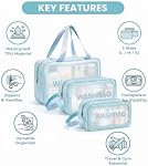 Ensemble de sacs de toilette de voyage – Imperméable TPU Sacs Cosmétiques avec Poignée pour Maquillage, Toilettes & Accessoires – Organisateur de voyage portable pour les femmes & Hommes (Bleu de l'arc)