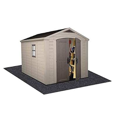 Meitola Outdoor Storage Shed Mat?Waterproof and Dustproof Outdoor Carport Mat—Backing Prevents Liquid Penetration?Soft Material, Patio Furniture Mat?Non-Slip ?Washable ,Black (8' x 8')