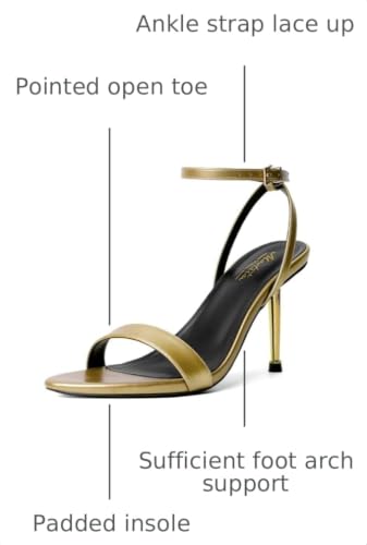 Image of Mostrin Strappy Heels for Women Ankle Strap Heels Women's Heeled Sandals for Party Prom Wedding