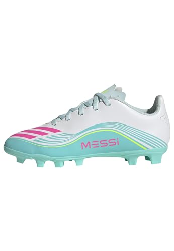 adidas Unisex niños F50 Messi Club Firm Ground/Multi Ground Football Boots Kids, FTWR White/Lucid Pink/Flash Aqua, 33 EU