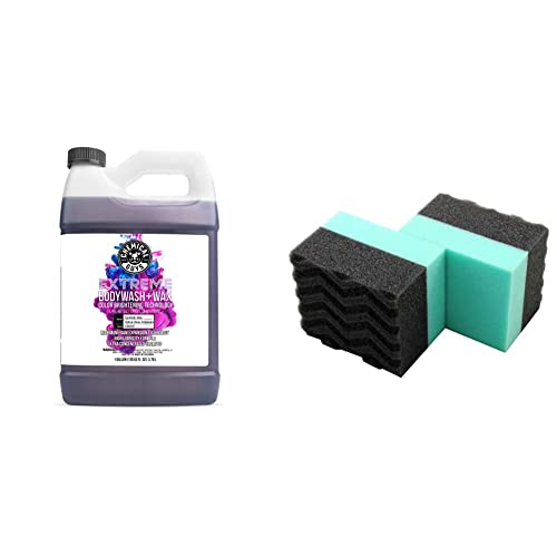Chemical Guys CWS207 Extreme Bodywash & Wax Foaming Car Wash Soap, 128 fl oz, Grape Scent & ACC_300_2 Acc_3002 Wonder Wave Durafoam Contoured Large Tire Dressing Applicator Pad, Pack of 2