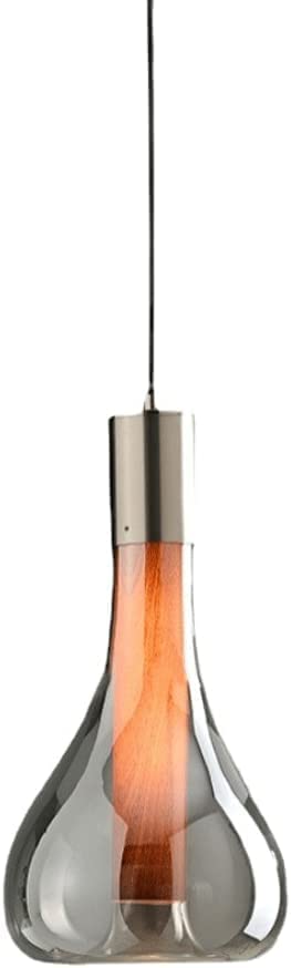 Suspension luminaire E27 en aluminium et verre fumé gris