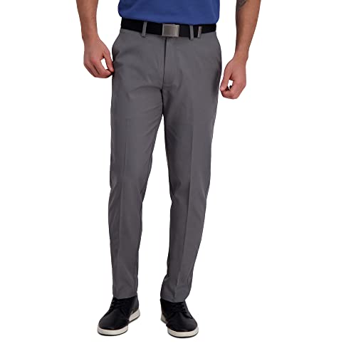 Haggar Men's Cool Right Performance Flex Stria Slim Fit Flat Front Pant