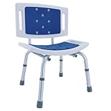 TalkJoy In hoogte verstelbare douchekruk met rugleuning en antislip zitvlak, stabiele douchestoel, leuning, senioren