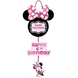 Minnie Mouse Forever Personalized Photo Sign - 10.75' x 24.5' (1 Pc) - Black & Pink Cardboard Decoration for Kids Birthdays