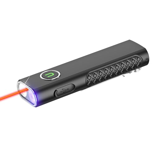 UltraFire Wiederaufladbare Flache LED Taschenlampe mit UV Licht und Rotem Strahl, 1200 Lumen Mini Taktische Taschenlampe mit 3 Lichtquellen, Magnetische Kompakt Taschenlampe für Arbeit, Outdoor, S3
