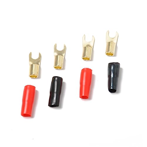 5 Pairs Crimp Connectors Crimp Terminals Speaker Wire Connector 8ga Terminal Gold Plated Connector Spade Terminal Crimp Barrier Spades Copper Spade VILLFUL