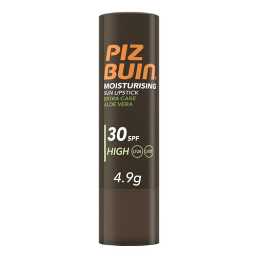 Piz Buin Moisturising Sun Lipstick (4,9 g), bálsamo labial con protección solar 30, protector labial hidratante resistente al agua, protector labial transparente