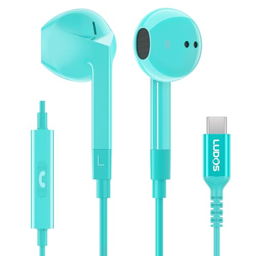 Image of LUDOS FEROX USB C Headphones for iPhone 17 16 15 Pro Max Plus Air iPad Pro, 5 Years Warranty, USB-C Earbuds for Samsung Galaxy S24 S23 Ultra S22 S21 FE S20 Z Flip 3 Fold 4 A53, USB Type C Earphones
