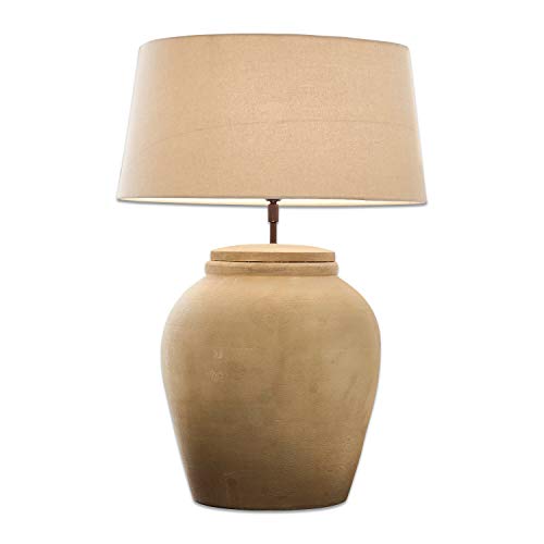 LOBERON® Lampe à  poser Laudine - terre cuite - coton - H/D env. 56 40 cm - beige/marron