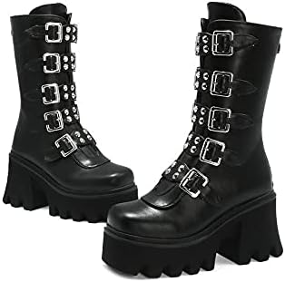 Amazon.com: Richealnana Botas góticas para mujer con plataforma y cuña :  Ropa, Zapatos y Joyería