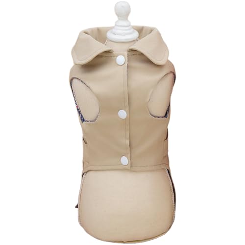 TiaoBug Trenchcoat für kleine Hunde Winddicht Westernjacke mit Gürtel Oberbekleidung Herbst Winter Hundekleidung Aprikose M