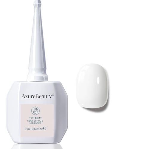Image of AZUREBEAUTY 18ml Light White Gel Top Coat No Wipe High Gloss, Clear Top Coat Long Lasting Shine Finish Soak Off UV LED Nail Lamp