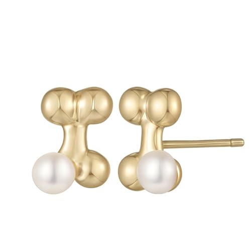 Boucles d'oreilles femme argent 925 forme os polie perle tendance
