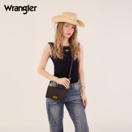 Image of Montana West Wrangler Crossbody Wallet Purse for Women Western Floral Embossed Clutch Small Purse Credit Card Holder WG176-4001-1CF