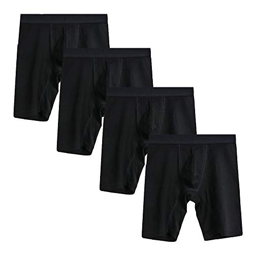 Nuofengkudu Homme Lot de 4 Longs Boxers sans Couture Caleçon Grande Taille Stretch sous-Vêtement Confortable Coton Respirant Culotte Absorbante Sport Underwear (Noir,4XL)