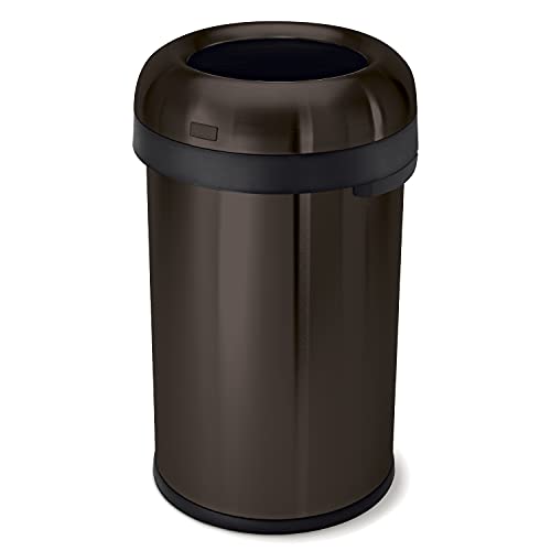 Image of simplehuman 80 Liter / 21.1 Gallon Bullet Open Top Trash Can, Commercial Grade Heavy Gauge, Dark Bronze Stainless Steel