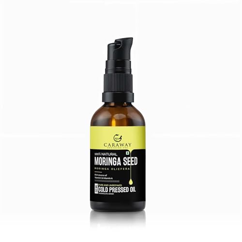 CARAWAY Organic 100% Pure Cold-Pressed Moringa Seed Oil – 1.69 oz | Unrefined Moringa Oil – Anti-Aging & Anti-Dandruff | Great Oil for Hair, Skin and Face | Ideal Carrier Oil For Essential Oils Mixing