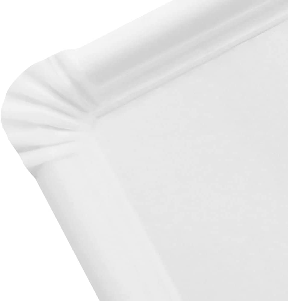 MAQA 10 kg Plateau rectangulaire pour confiseries, pâtisseries, pizzas, Plateaux en papier blanc de différentes tailles, plateaux jetables pour les fêtes 37x51 cm