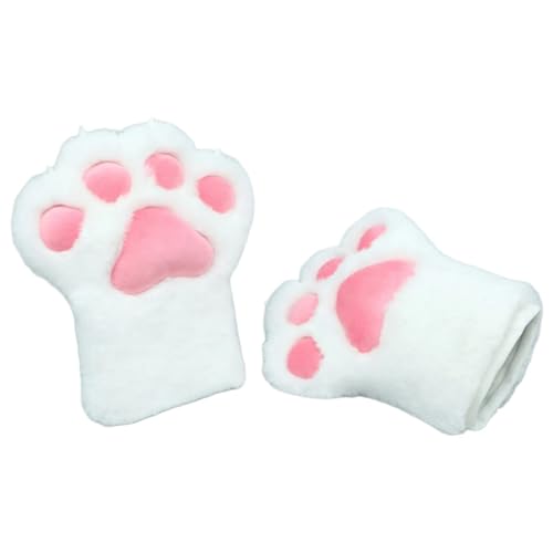 Tuygn Cats Paw Glove Toe for Girls Halloween Cosplay Props Paw Fursuit Large Paw Glove for Masquerades(White)