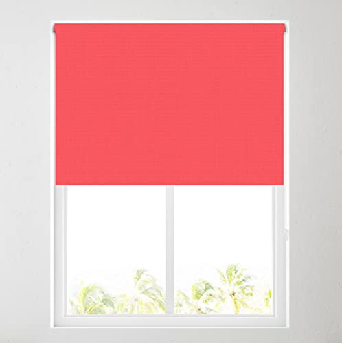 Blackout Roller Blinds for Windows, Custom Cut to Size - Black Out Thermal Fabric Durable Fittings Easy Fit - Roller Blind (Coral 122cm)