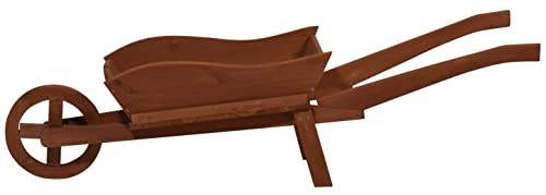 dobar® 29195FSC Pflanzschubkarre aus Holz | Dekorativer Pflanzkasten für Blumen | Blumenwagen | Blumenkarre | Pflanzwagen | Holzschubkarre zum Bepflanzen | 107 x 29 x 30 cm | Braun