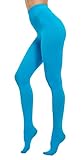 HeyUU Mujeres Coloridas pantimedias semi-opacas 80 DEN Pantimedias de soporte de microfibra(Azul,L-XL)