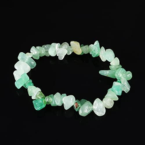Green Bracelet Nature Stone Bracelet Polished Aventurine Bracelet Gravel Crystals Bracelet Positive Handmade Bracelets Adjustable Stretch Bracelets for Women Girls Ladies Calming Anxiety Present