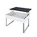 LEVIRA – Table Basse relevable avec Espace de Rangement caché, Don - 80 x 46 (fermé) y 60 (Ouvert) - Noir