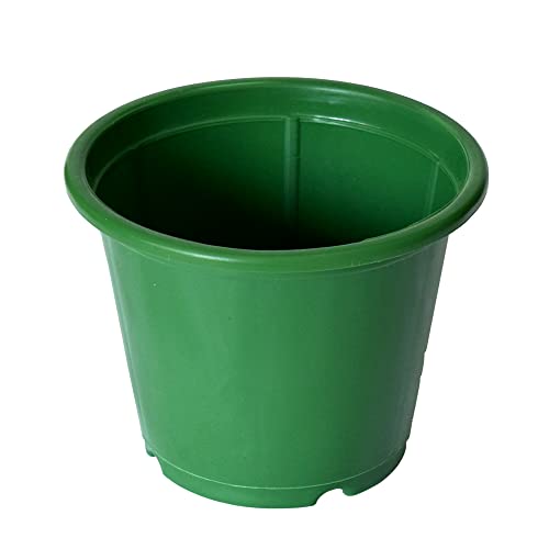 Image of Kuber Industries Durable Plastic Flower Pot|Gamla with Drain Holes for Indoor Home Decor & Outdoor Balcony,Garden,6 inchx5 inch,Pack of 5 (Green)